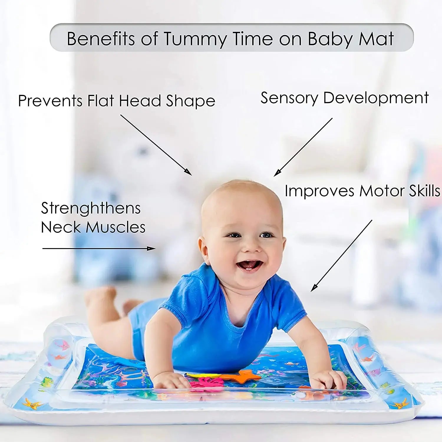 Tummy Time Mat, Water Play Mat for Infants and Toddlers for 3 to 24 Months ONUSY