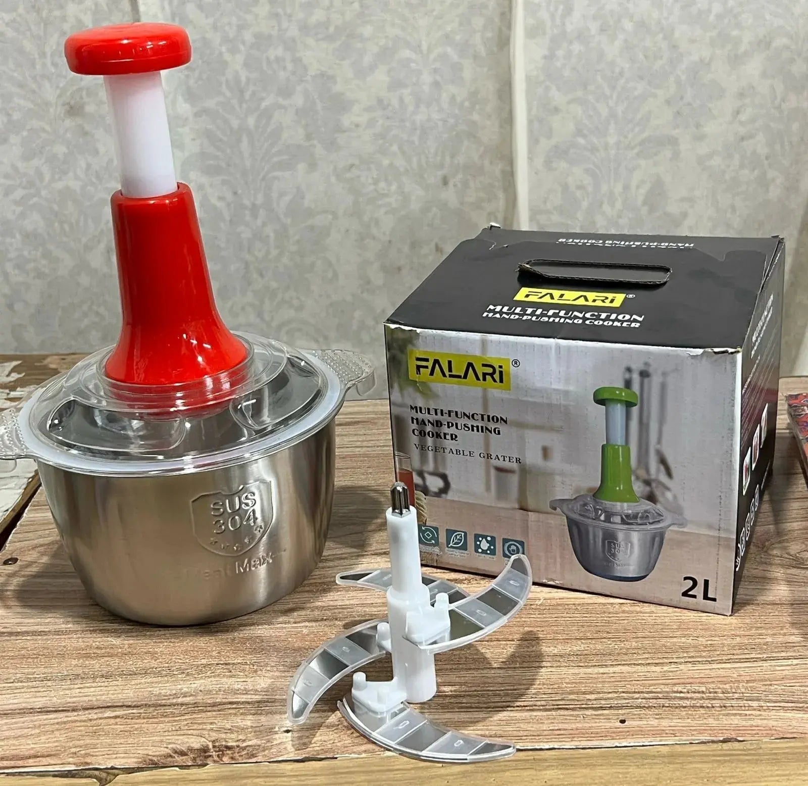 Manual Stainless Steel, Hand Push Chopper, Multifunctional 2L ONUSY