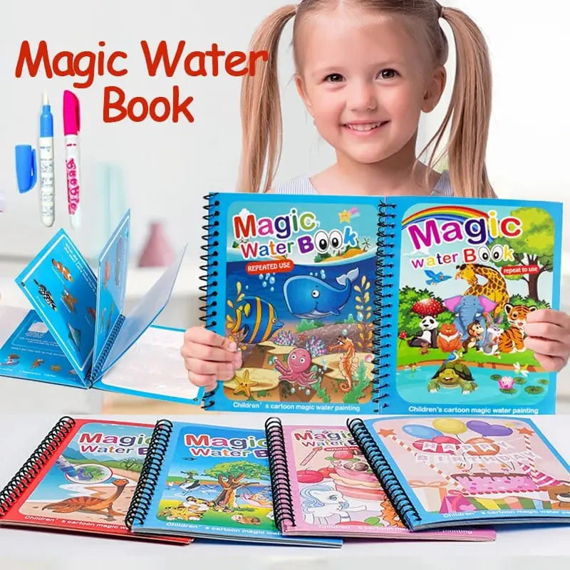 Magic Water Book, Water Drawing Book, Reusable Doddle Book with Pen for Kids ONUSY