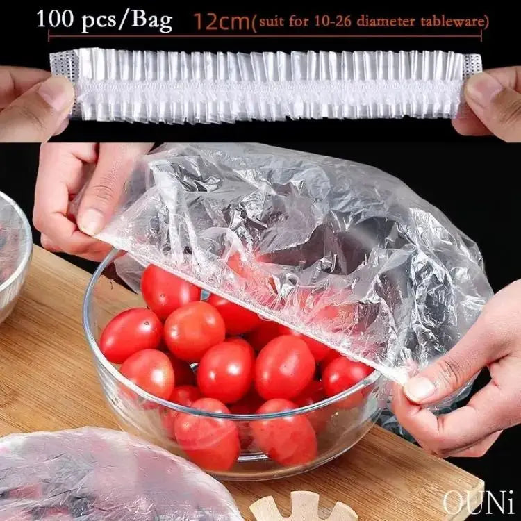 Disposable Food Cover, Transparent Cling Film Cover -100 Pcs ONUSY