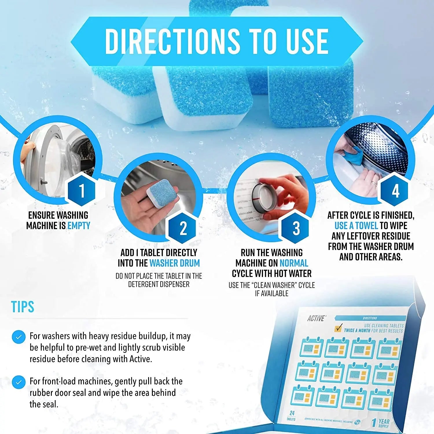 Washing Machine Cleaner Tablets, 12 Pcs ONUSY