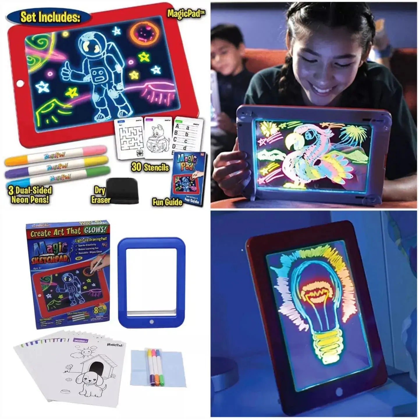 Magic Pad  3D Light Up Drawing Board Doodle Magic Glow Pad for Kids ONUSY