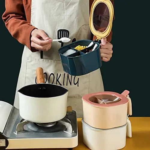 4 Grid masala box with spoon Kitchen Jar Storage Organizer ONUSY | Timeless Elegance