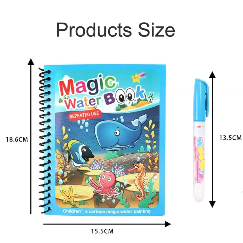 Magic Water Book, Water Drawing Book, Reusable Doddle Book with Pen for Kids ONUSY