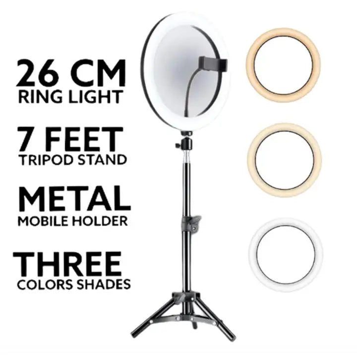 26CM Selfie LED Ring Light with 7ft Tripod Stand & Mobile Holder – Best Quality 26CM Ring Light for Photography & Videos ONUSY.com