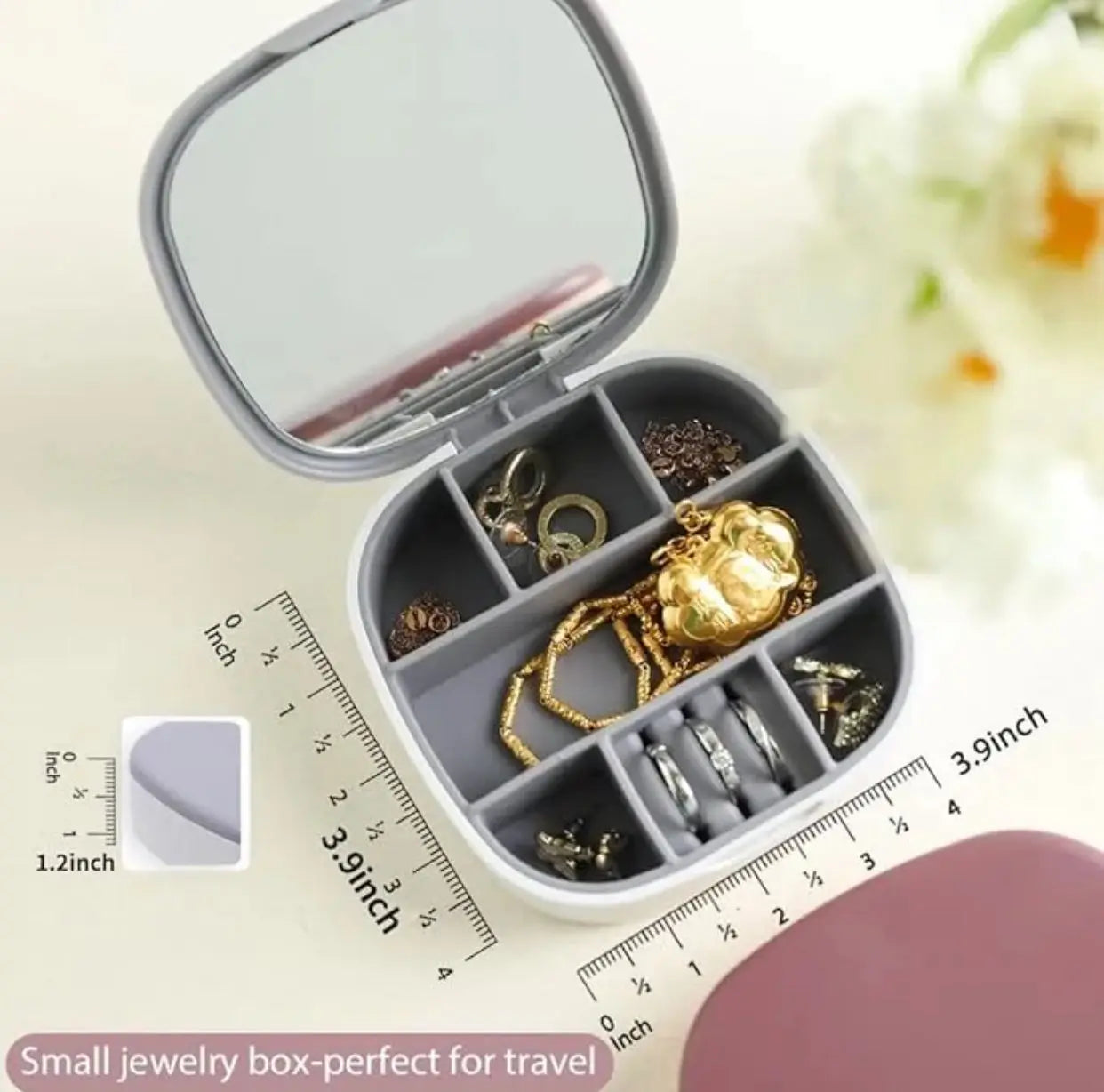 Jewelry Storage Box with Mirror – Portable Organizer for Rings, Earrings & Necklaces ONUSY.com