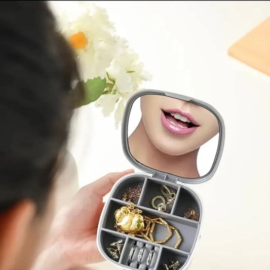 Jewelry Storage Box with Mirror – Portable Organizer for Rings, Earrings & Necklaces ONUSY.com