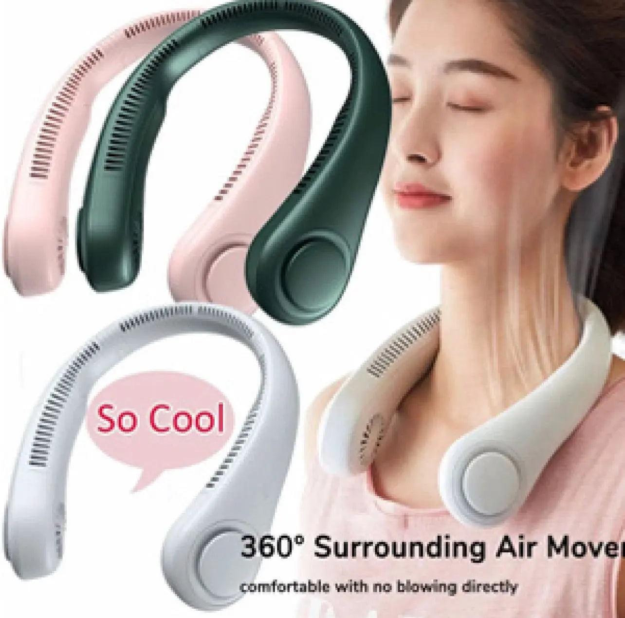 Portable Bladeless Neck Fan – Rechargeable USB Cooling Fan for Travel & Sports ONUSY.com