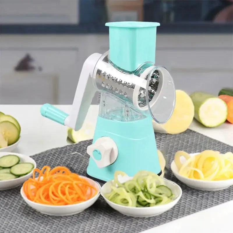 Table Top Drum Multifunctional Roller Vegetable Cutter – Hand Crank Kitchen Shredder & Potato Grater | ONUSY.com