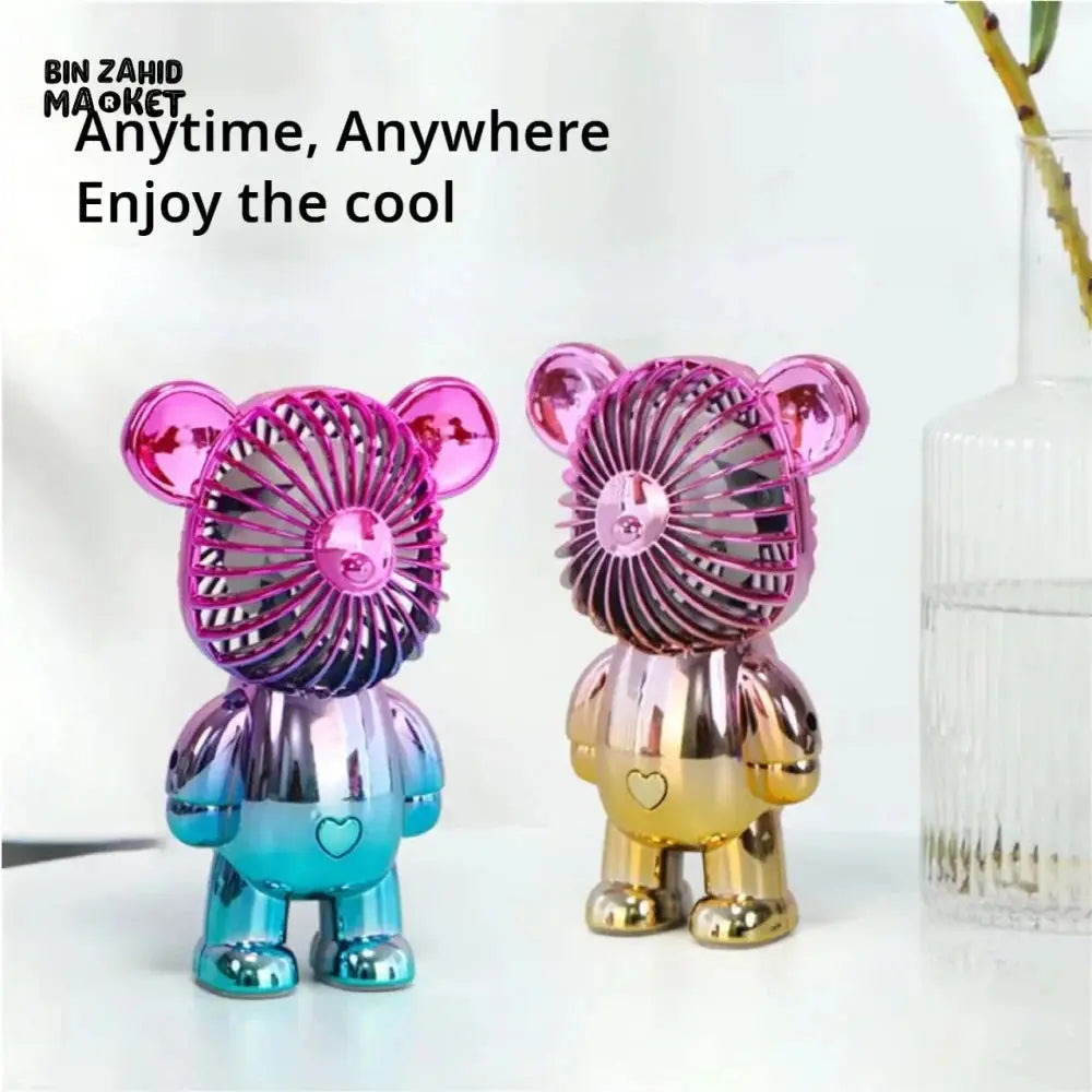 Rechargeable Mini Bear Fan – Portable Handheld USB Fan for Kids & Adults ONUSY.com